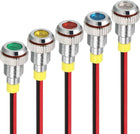 Signal Indicator Light AC/DC 12V 8mm Dash Lamp Flush Panel Mount Metal Shell White Red Yellow Blue Green 5Pcs