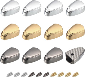Metal Zipper Stopper, 15Pcs 0.35'' Thumb Zipper Tail Clip Plug Head for DIY Decoration Leather Craft Hardware, Chrome, Golden, Metallic Black