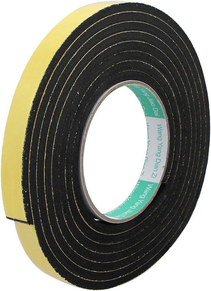 3Meter 15mm x 5mm Single-side Adhesive Shockproof Sponge Foam Tape Yellow Black