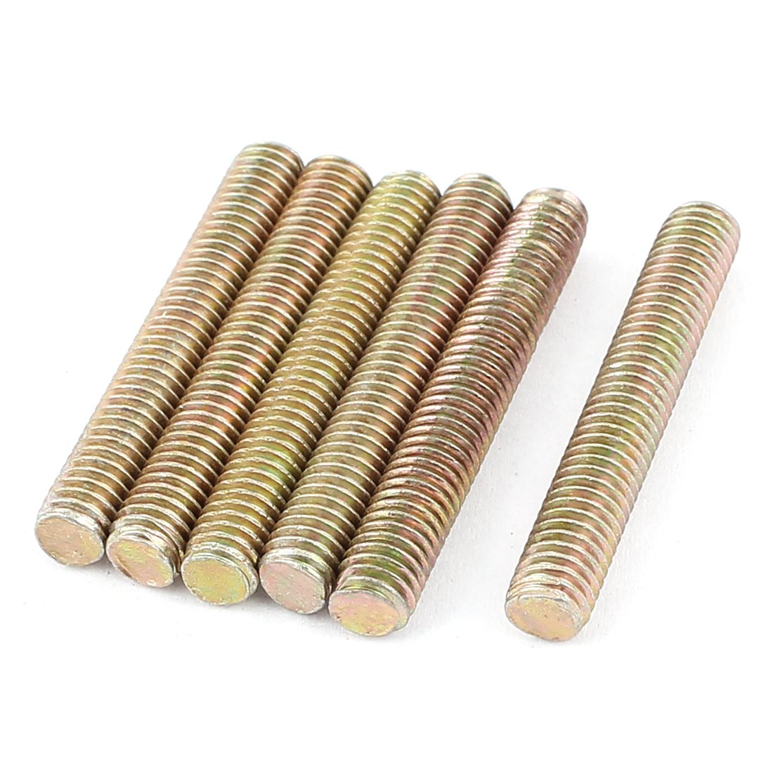 1mm Pitch M6 x 40mm Male Threaded Rod Bar Bronze Tone 6 Pcs
