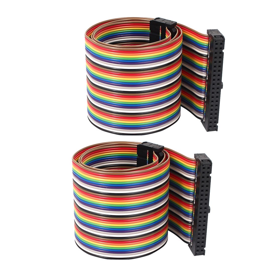 Kabel Karet Berwarna Rainbow, Panjang 50cm, 40 Pin, 40 Jalur, Konet IDC, 2 Buah