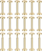30Pack Brass Chicago Screws, 25x10mm Flat Head Screw Back Binding Post Nail Stud Rivets Fastener for DIY Leather Craft Belt Strap