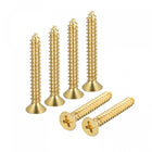 Brass Wood Screws, M5x35mm Phillips Flat Head Self Tapping Connector for Door Hinges, Wooden Furniture, Home Appliances 6Pcs