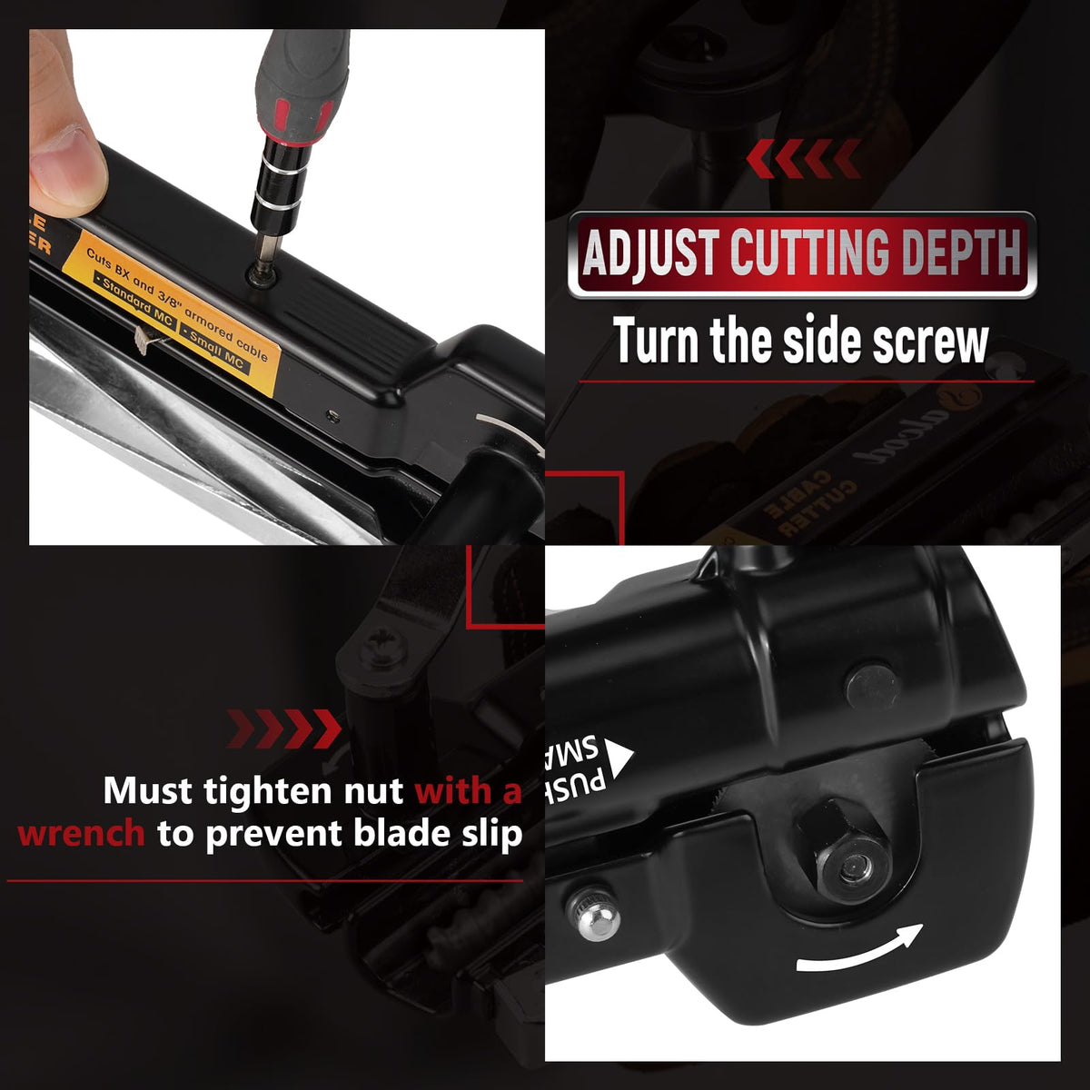 LinkMejor BX/MC Cable Cutter สำหรับสายป้องกันความยาวสูงสุด 3/8"