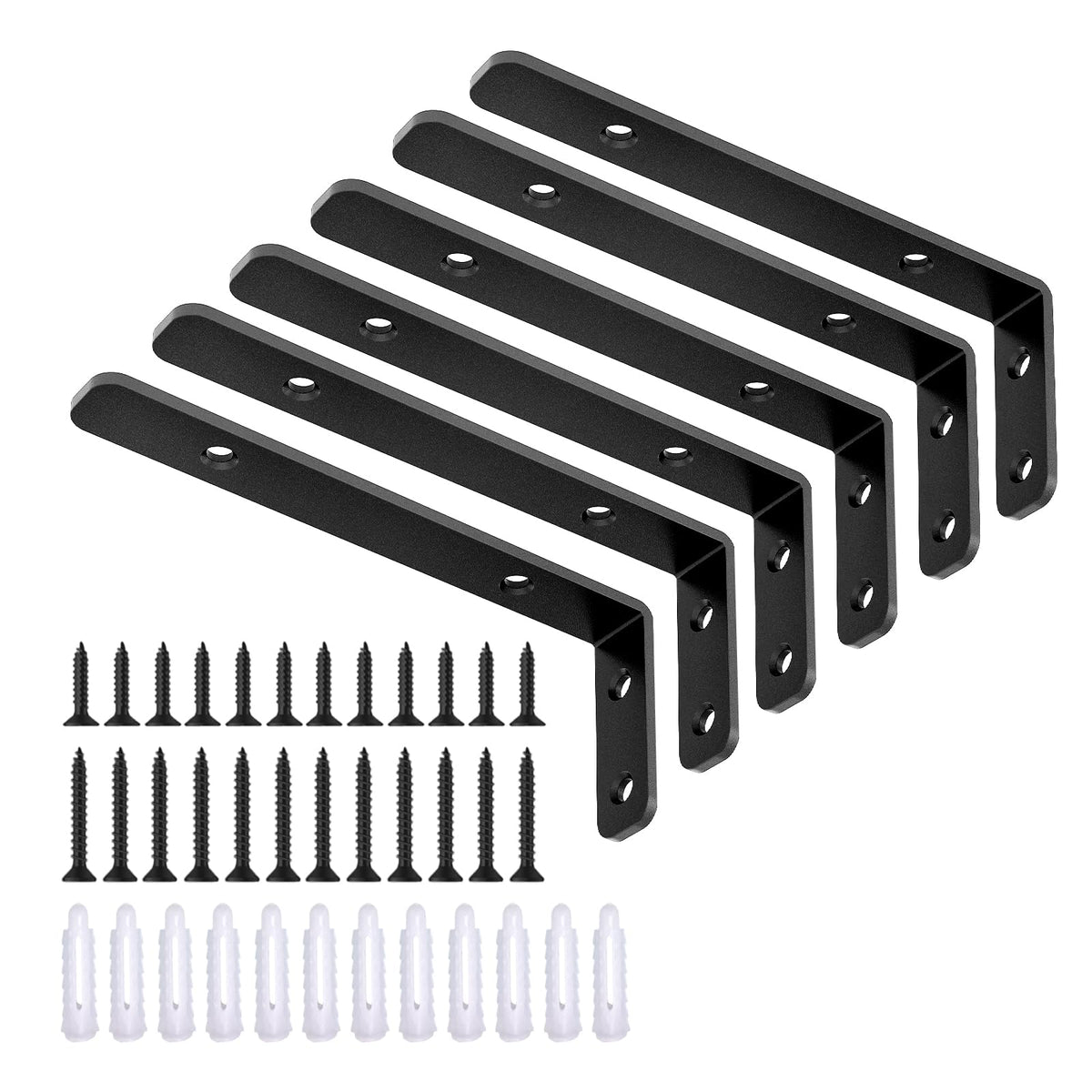 LinkMejor 6PCS L Barre de Support, Barre L 5"×H 2" Support de Étagère, Charge Max : 42lb, Noir