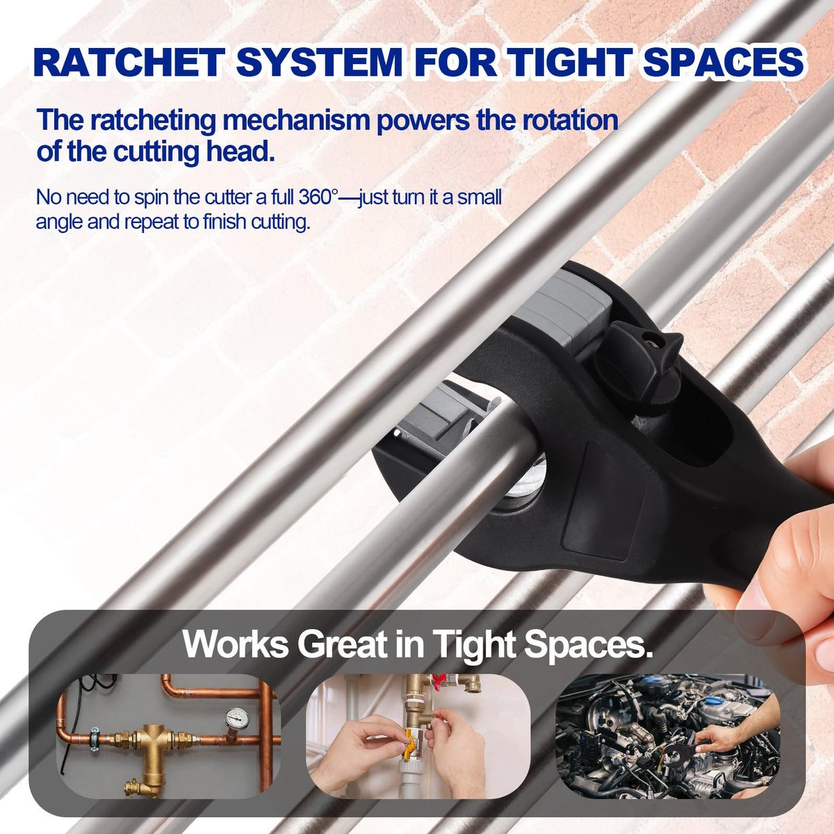 LinkMejor Ratcheting Pipe Cutter, 3rd Gen Compact Cutter for Narrow Space