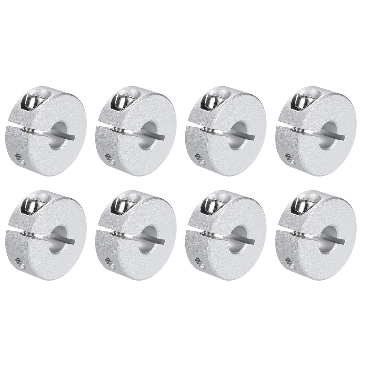 8pcs Single Split Clamp-On Shaft Collar 8mm Bore One-Piece Clamping Collar, 25mm OD, 10mm Thickness, Aluminum Alloy Set Screw Split Collar Clamp