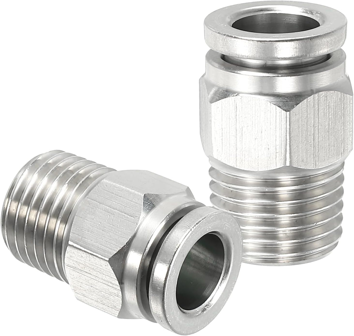 Push to Connect Fitting, 2 Pcs 304 Stainless Steel PC Male Straight 5/16" Tube OD x 1/4" NPT Thread Push to Connect Tube Fitting Pneumatic Push Lock Fitting