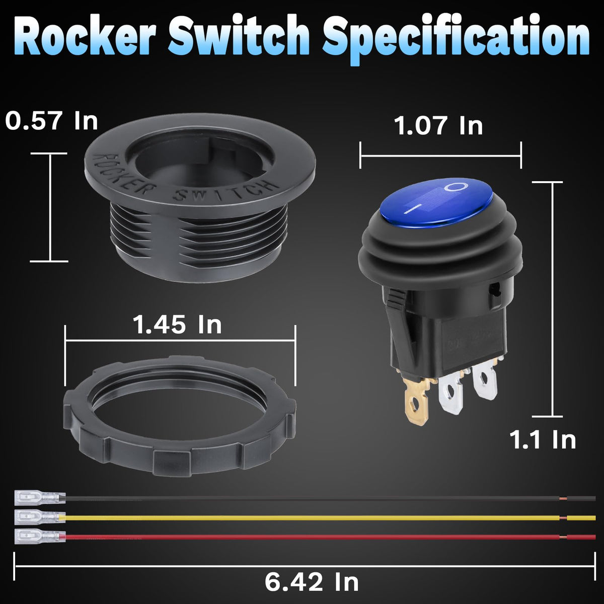 リンクメホールラウンドロッカースイッチ、トグルスイッチ12V、オンオフスイッチ、SPST 3ピン