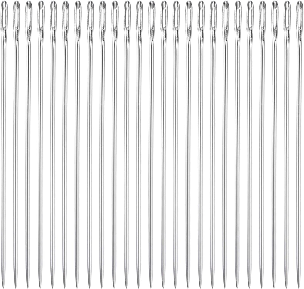 50Pcs Large Eye Needles, 3.94" 1.6mm High Carbon Iron Embroidery Thread Needle Sewing Big Eye Needle Knitting Needles for Hand Sewing Art Crafts, Silver