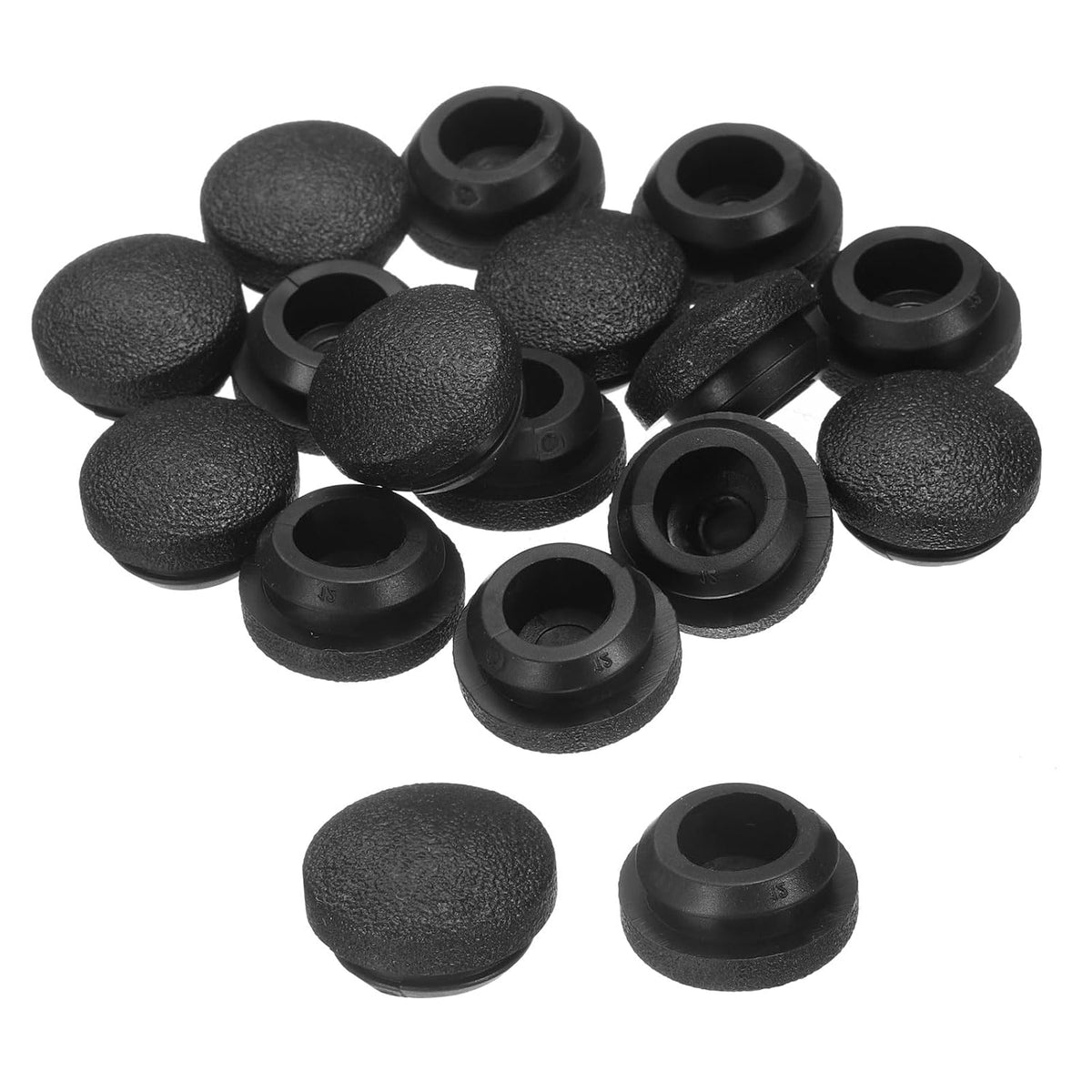 15pcs Silicone Rubber Hole Plugs, Arc Round Bottle Hole Stoppers for 12-13mm Inner Snap in Type Locking Plug Cover for Furniture Accessory, Black