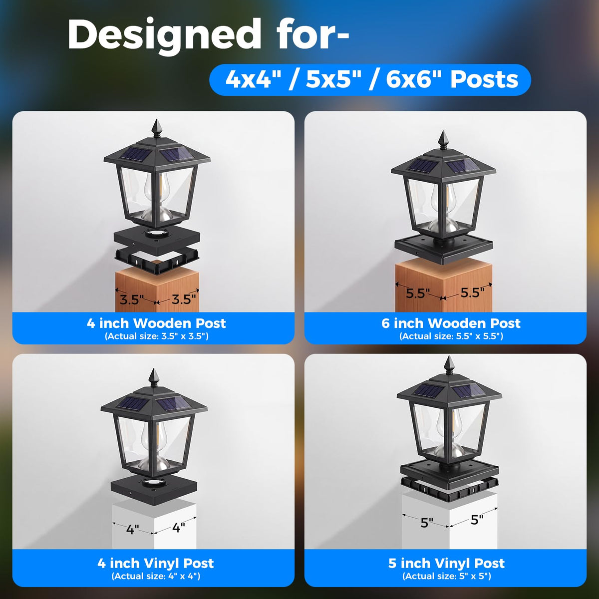 LinkMejor 2 Pack Zonne Postkapverlichting Buiten met 2 Heldere Modi
