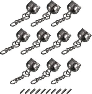 Tassel Cord End Cap with Screw, 15Pcs 0.63"/16mm Glue in Barrel End Caps for Tassel Jewelry Making Bag Strap DIY, Dark Grey