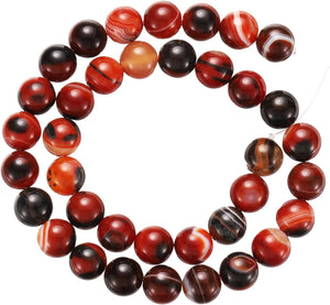 Brown Agate Beads 10mm Natural Gemstone Beads, Smooth Round Loose Beads for Bracelet Jewelry Making DIY (1 Strand - 37pcs)