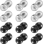 100 Sets Sewing Snap Buttons, 15mm Press Buttons Metal Snap Fasteners for Clothes DIY Crafts, Silver/Black