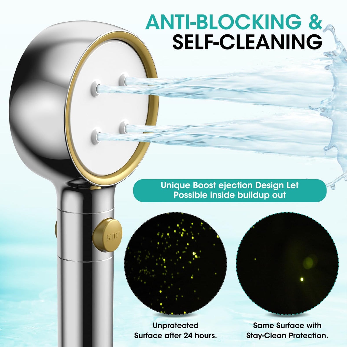 Latest High Pressure Filtered Shower Head With Handheld With 360° Rotating Panel,5 Spray Modes,Anti-Clog Nozzles,Hard Water Filter,59" Stainless Steel Hose&Adjustable Zinc Alloy Bracket,For Families
