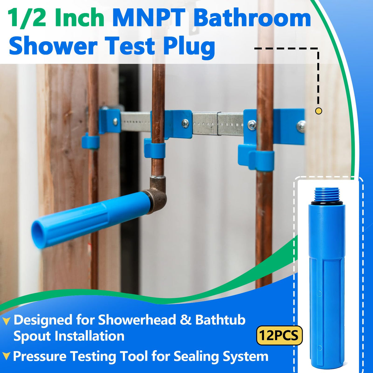 12-Pack 1/2 Inch MNPT Bathroom Shower Test Plug