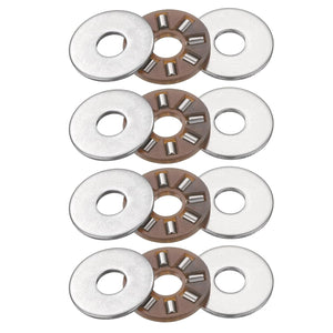 4 Sets AXK0515 Thrust Needle Roller Bearings with 8 Washers, Chrome Steel Needle Roller Bearings, ID 5mm, OD 15mm, Thickness 4mm