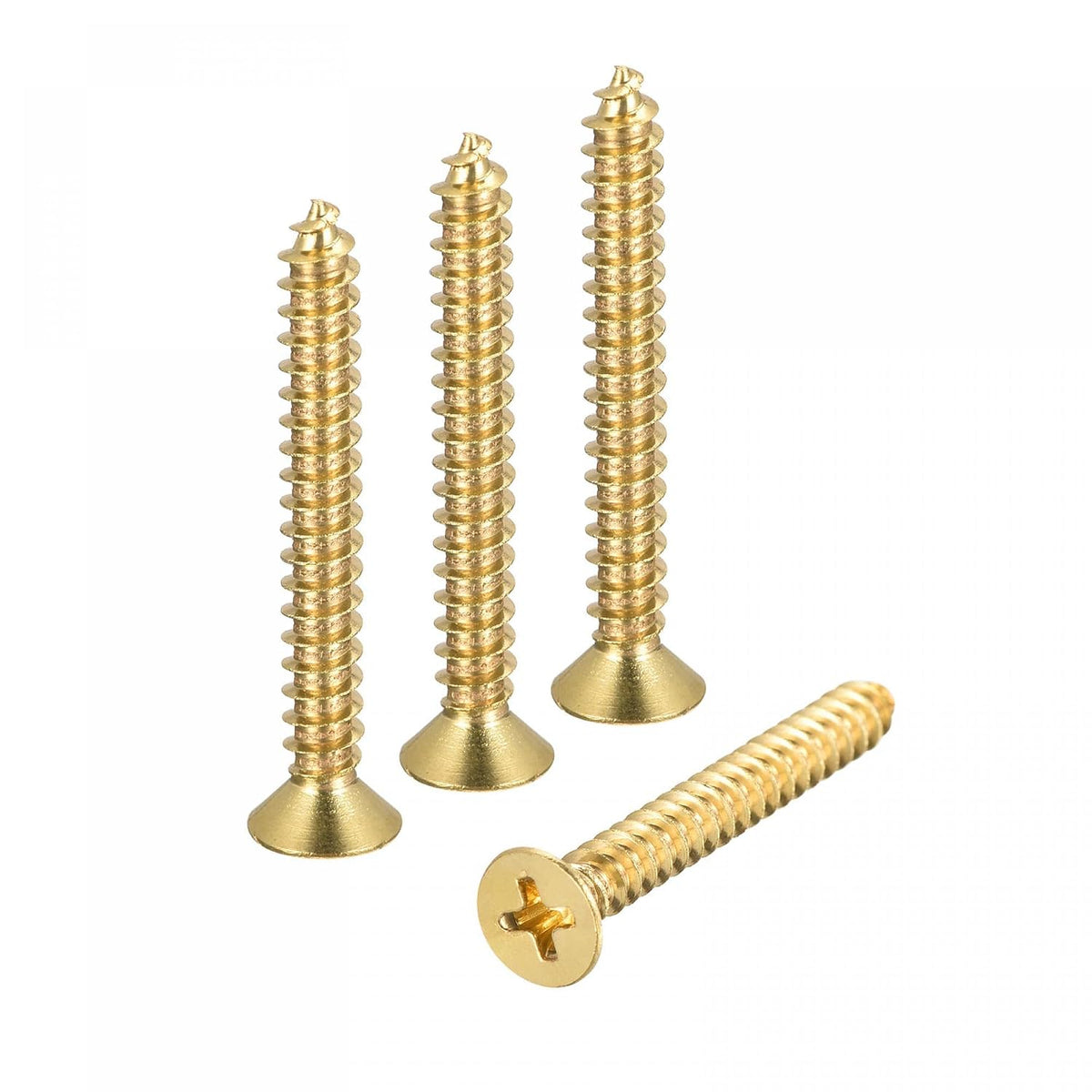Brass Wood Screws, M5x40mm Phillips Flat Head Self Tapping Connector for Door Hinges, Wooden Furniture, Home Appliances 4Pcs