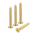 Brass Wood Screws, M5x40mm Phillips Flat Head Self Tapping Connector for Door Hinges, Wooden Furniture, Home Appliances 4Pcs