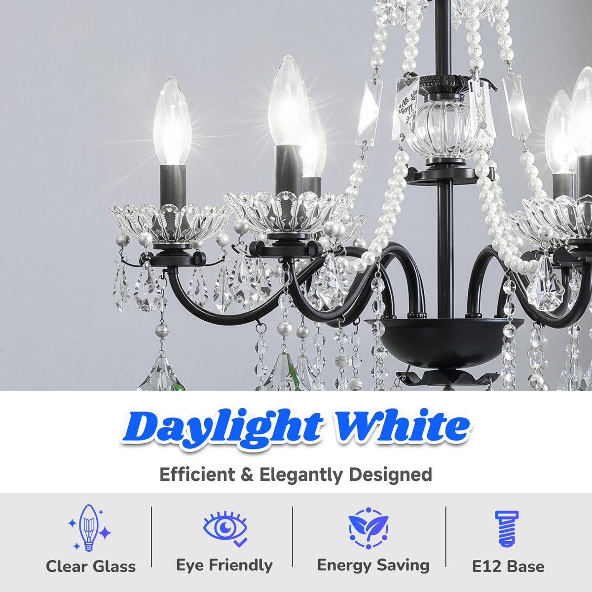 LinkMejor E12 Lampe à bougie LED 40W Équivalent 500LM 12-Pack
