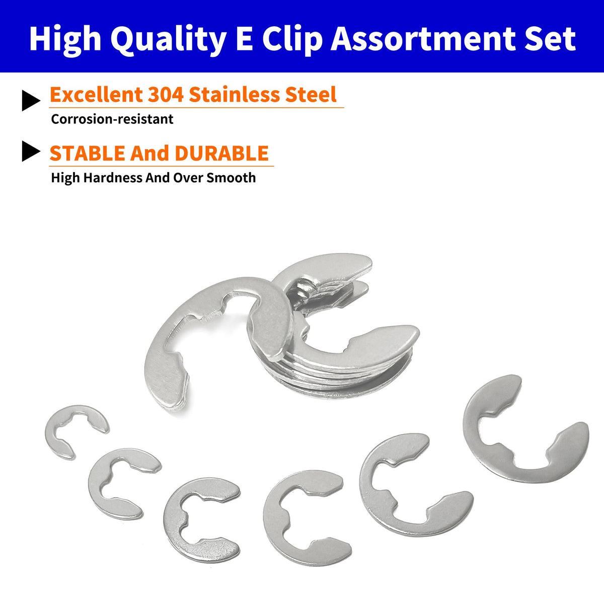 LinkMejor 200PCS E Clip-uppsättningssats, M1.5-M10 yttre hållringar