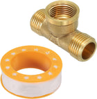 Brass Tee Pipe Fitting, G1/2" (Male x Female x Male) 3 Way T-Connector Fitting Coupler Adapter for Gas Transport Connect Pipelines
