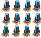 12Pcs 10K Ohm Variable Resistors Single Turn Rotary Carbon Film Taper Potentiometer with Knobs
