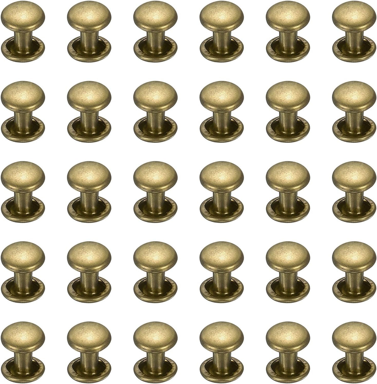 300 Sets Double Cap Leather Rivets, 6x6mm Round Cap Metal Studs Rivets for Leather Craft Repair DIY Purse Belts Bags Shoes, Bronze
