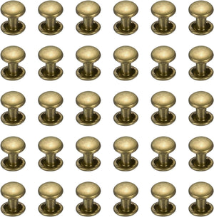 300 Sets Double Cap Leather Rivets, 6x6mm Round Cap Metal Studs Rivets for Leather Craft Repair DIY Purse Belts Bags Shoes, Bronze