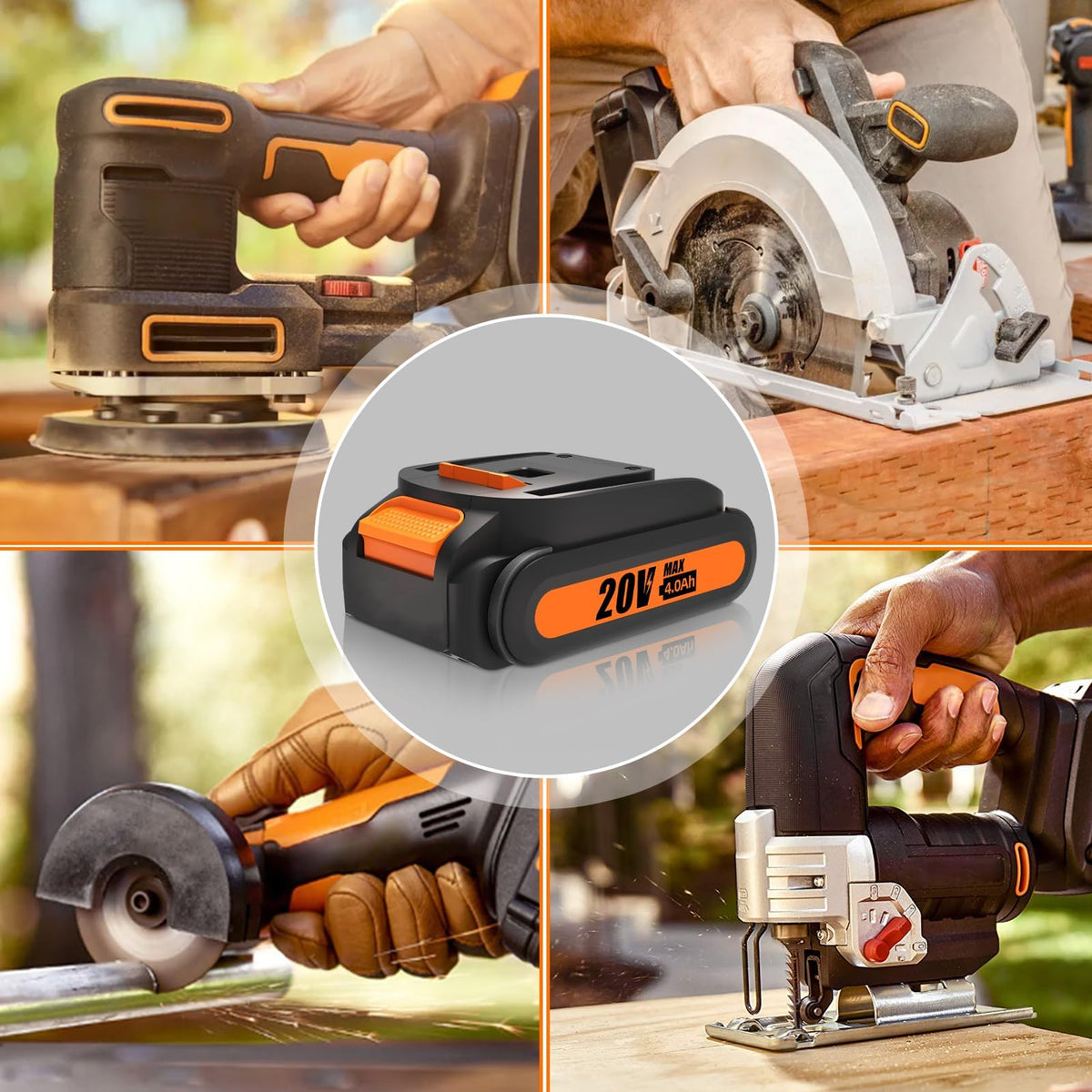 2Pack 20V 4.0Ah WA3520 Batteriudskiftning til Worx 20V Batteri