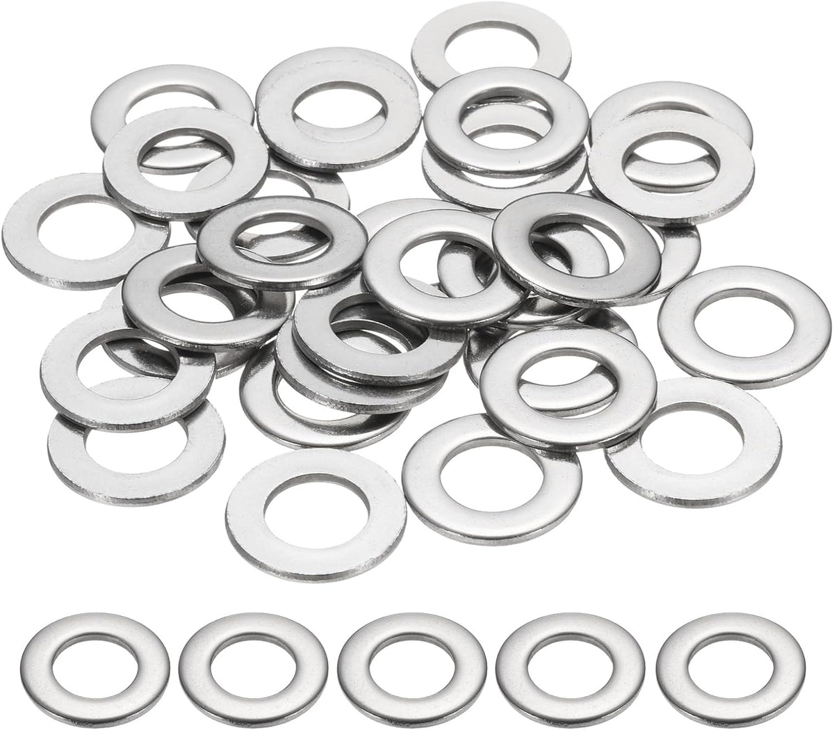 M12 Flat Washer for Screw, 30Pcs 304 Stainless Steel Washers 12MM ID x 24MM OD x 2MM Thick for Bolts, Factories Repair, Kitchens, Shops, and Outdoor Construction (Silver Tone)