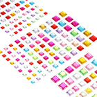 420 Pcs Gems Stickers for Crafts, 5 Sheet Self-Adhesive Gems Bling Square Rhinestone Stickers, Crystal Crafts Jewelry Stickers for Party Table Decorations, Multicolor