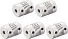 5mm to 8mm Aluminum Alloy Shaft Coupling Flexible Coupler Motor Connector Joint L25xD19 Silver,5pcs