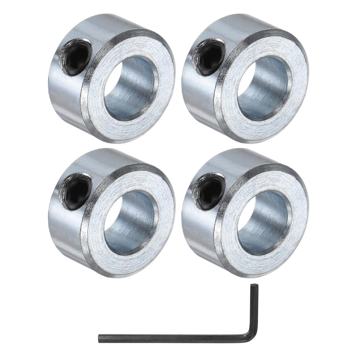 4pcs Set Screw Shaft Collars 3/8" Bore Zinc Plated Steel Shaft Collars, 3/4" OD, 3/8" Width Axle Collar Clamp with Hex Wrench