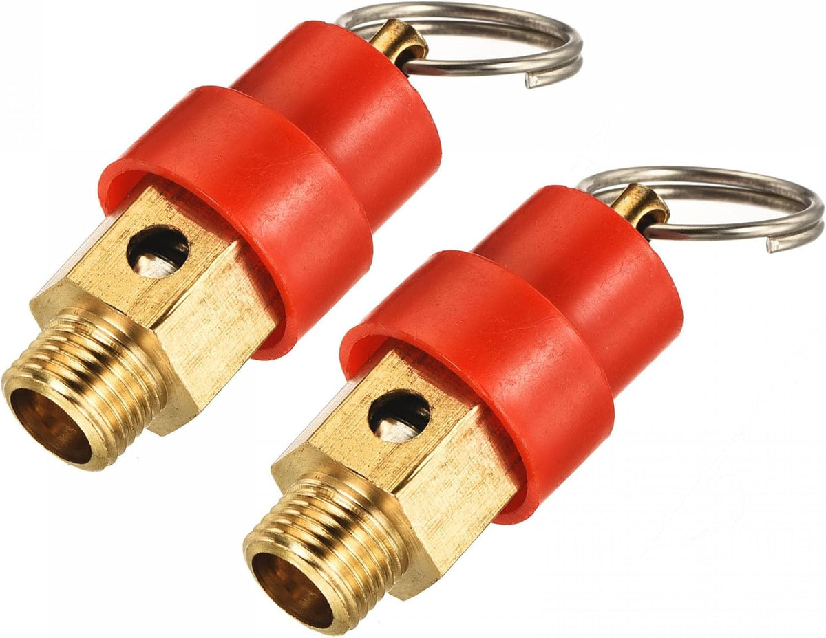 Air Compressor Pressure Valve Release 1/8PT Male Threaded 90 PSI Set Pressure Red Hat 2Pack