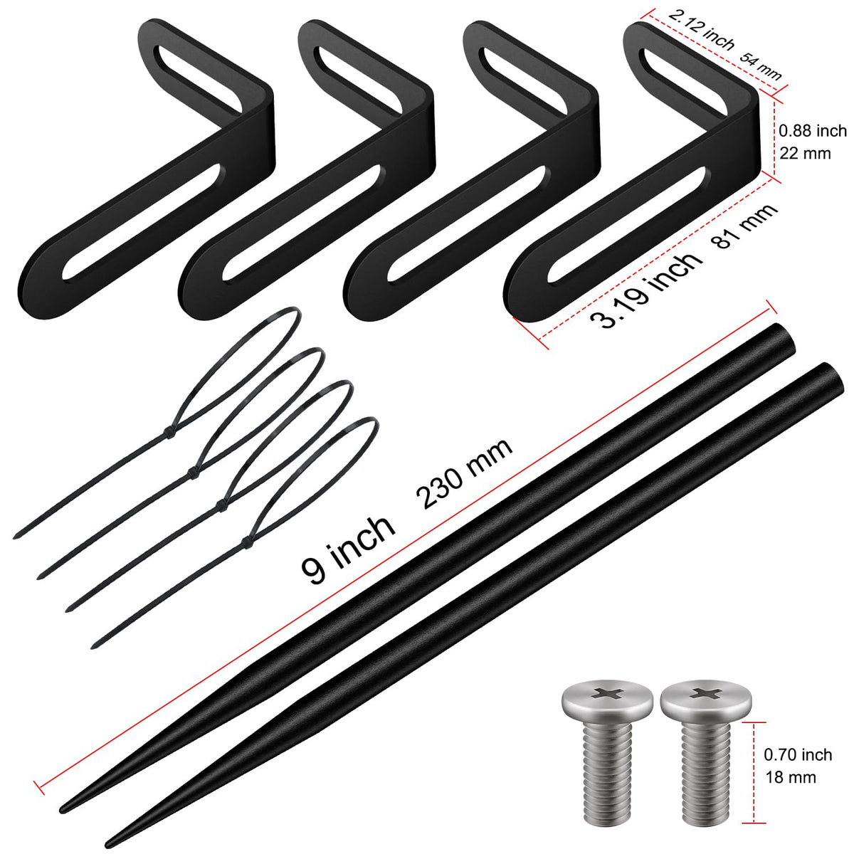 Avløpsbrakett,Storlastbar Størrelsesjusterbar Stormsikker Avløpsbrakett med Rustbeskyttende Belegg-Solidt Jernbygg,Stabil Støtte,Lett Montering,Til Hage,Gård & Industrikjønn (4-Pack Sort)