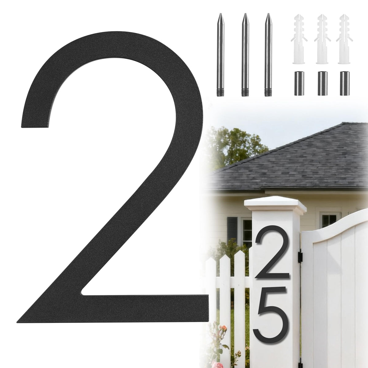 10 Inch Large house Numbers for Outside Modern,Metal House Numbers Black Address Numbers For House Matte Black Floating Mount And Flush Mount Aluminum Home Address Numbers 2