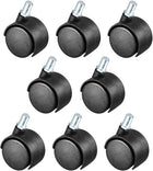 8 Pcs 1.5 Inch Swivel Caster Wheels Nylon 360 Degree Threaded Stem Caster Wheel, M10 x 15mm, 33lb Capacity