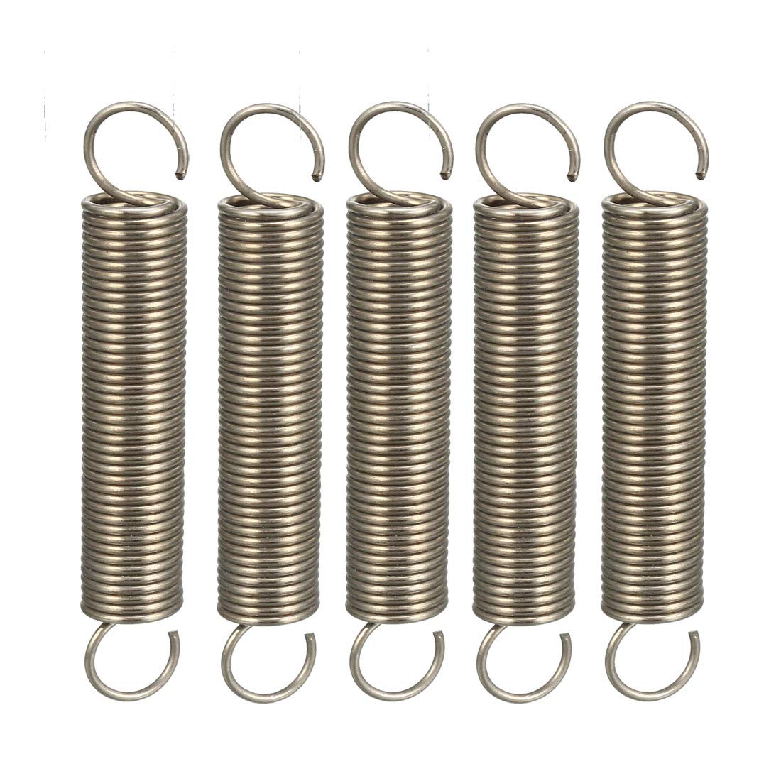 Extended Compressed Spring Wire Diameter 0.039" , OD 0.39" , Free Length 2.36" Stainless Steel Small Dual Hook Tension Spring 5pcs