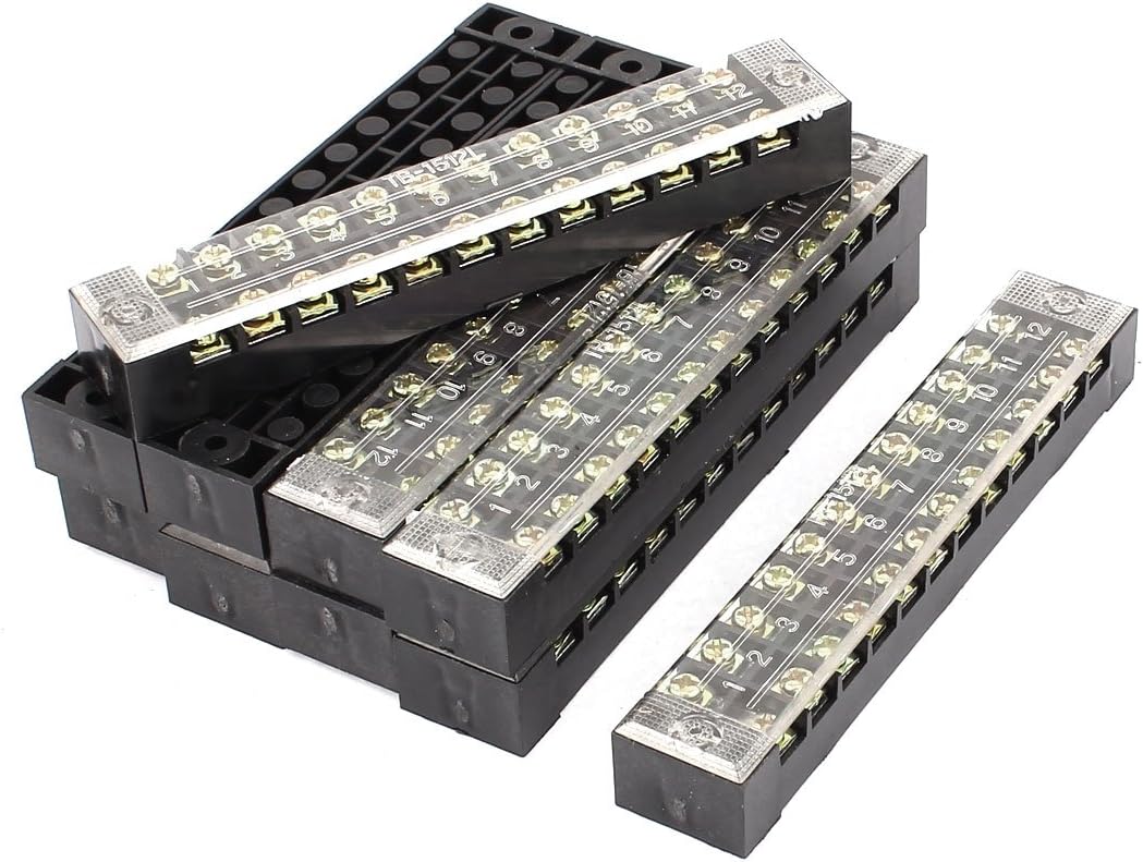 10 Pcs 600V 15A 12P Electric Barrier Terminal Block Strip Connector