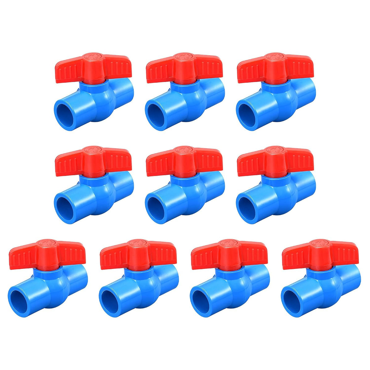 Ball Valve, 1/2" Slip PVC Socket End Valve for Aquarium Setup, Sump Pump, Pool, Garden Sprinkler Blue Red 10Pcs