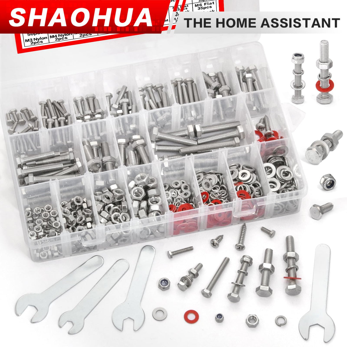LinkMejor M3 M4 M5 M6 Hex Head Bolt Set, Nylon Kilit Tokağı, 858 Adet