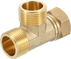 Brass Tee Swivel Pipe Fitting, G3/4" (Female x Male x Male) 3 Way T-Connector Fitting Coupler for Air Conditioner Refrigeration Plumbing, 1pcs