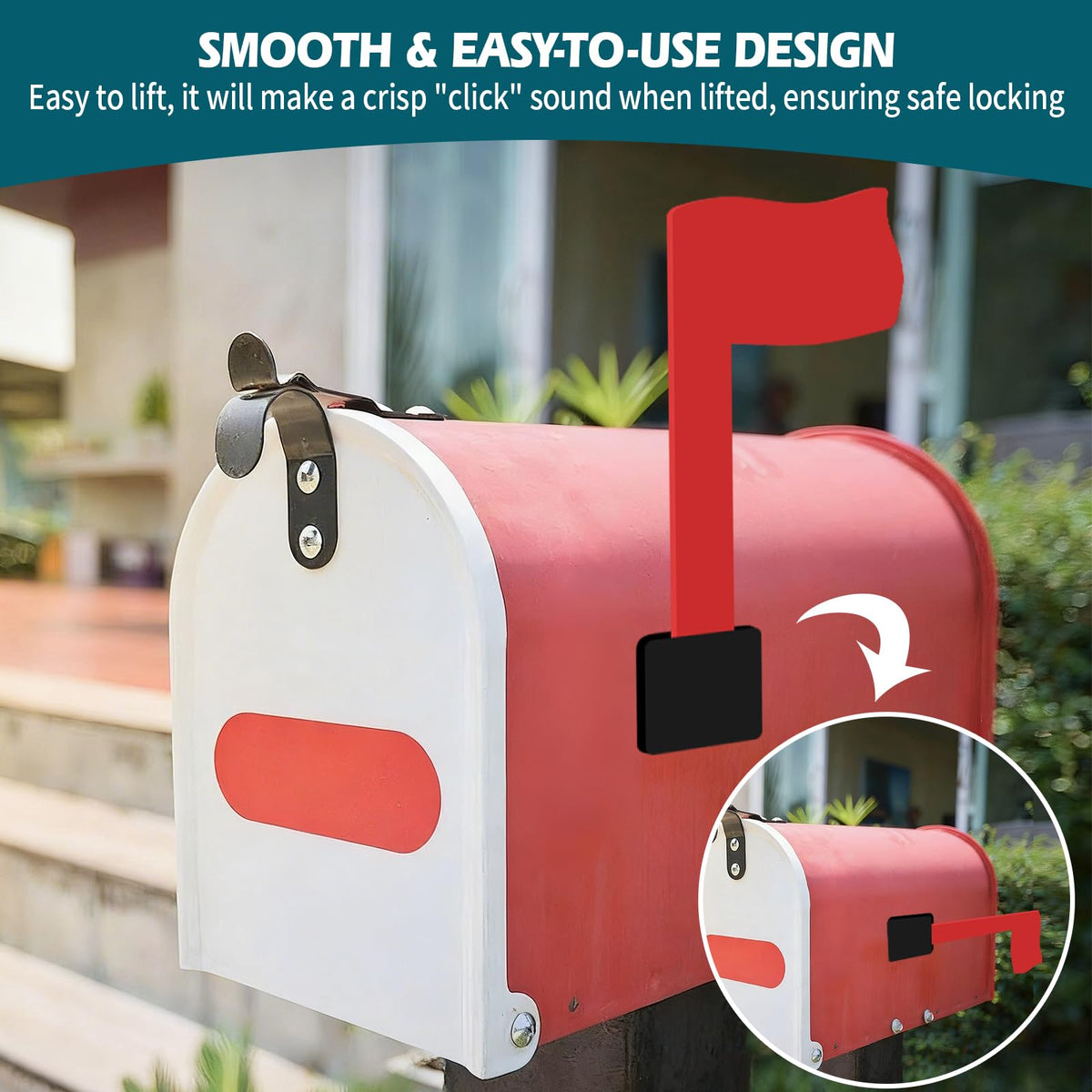 Universal Mailbox Flag Vervangingskit voor Post Mount- en Wall Mount Mailboxes – Gemakkelijk te installeren, windbestendig en zonder gereedschap – met sterk adhesief (rood) 1 pak