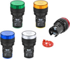 Energy Saving LED Indicator Light AC/DC 110V Dustproof Waterproof Signal Pilot Lamp for Electrical Equipment Power Operating Status, Red Green Yellow Blue White 5 Colors, Pack of 5
