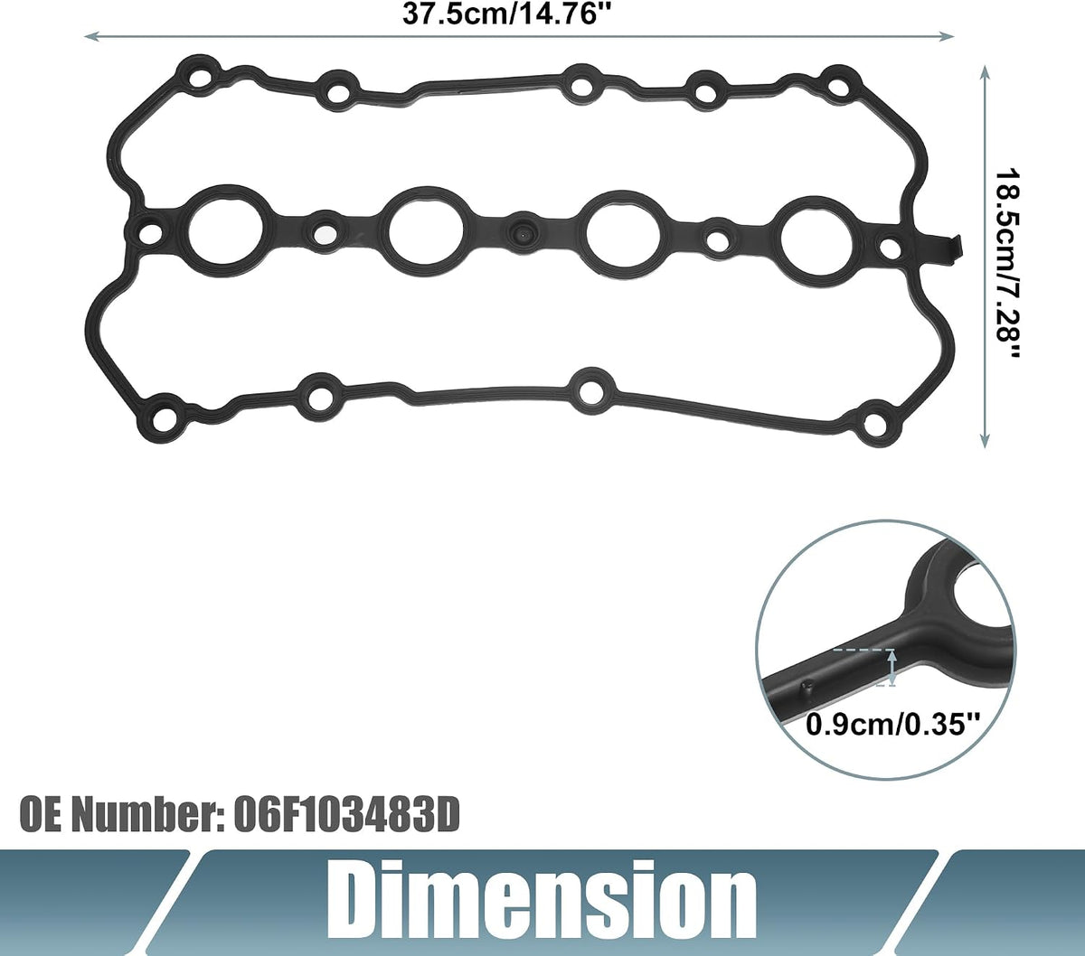 Motorventildekse gummipakninger nr. 06F103483D til Audi A4 2005-2009 sort gummi