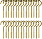 30pcs Cup Ceiling Hooks 1-1/4 Inch Brass Plating Metal Screw in Hanger Hook for Home Office Hanging Plants Outdoor Lights Gold Tone