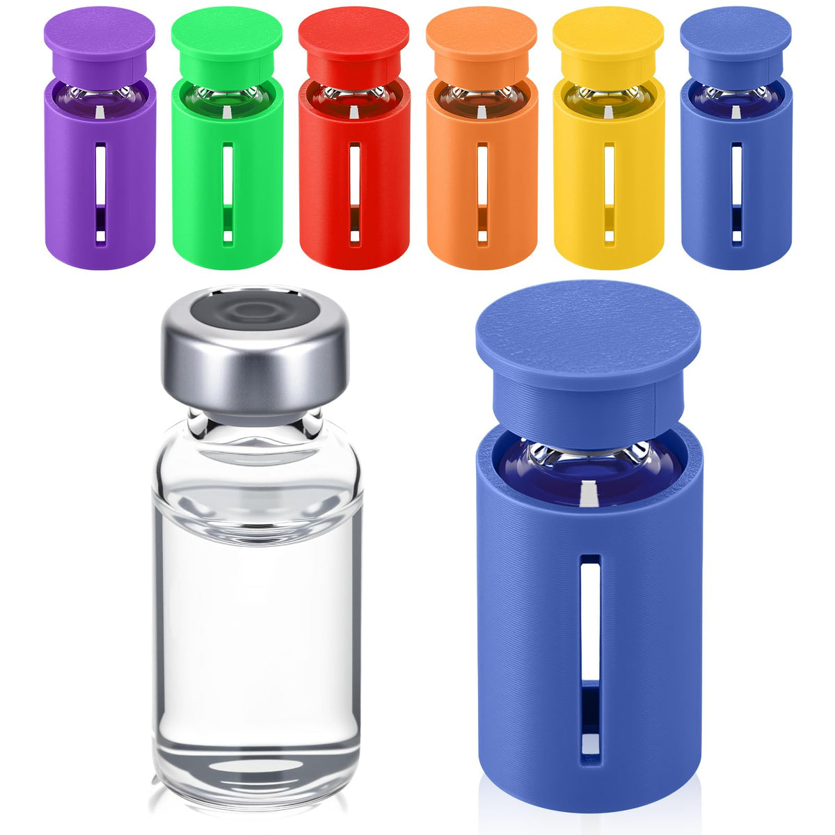 LinkMejor 6 Sets 3ml Glas Beschermende Vial Knoop en Hoes Combinatie