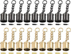 Tassel Cord End Cap with Screw, 18Pcs 0.51"/13mm Glue in Barrel End Caps for Tassel Jewelry Making Bag Strap DIY, Gold/Dark Grey
